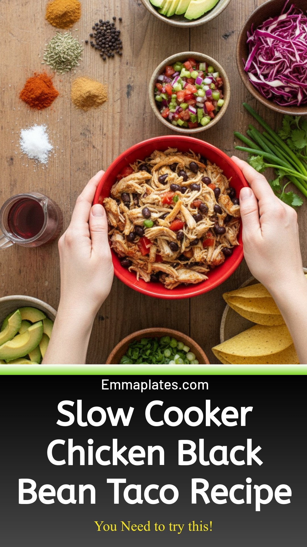 Slow Cooker Chicken Black Bean Tacos