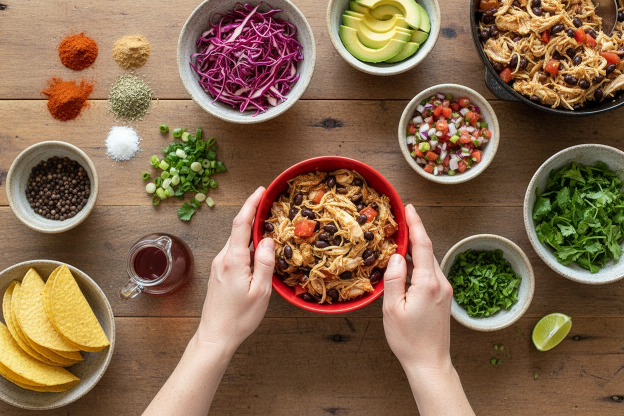 Slow Cooker Chicken Black Bean Tacos: Slow Cooker Chicken Black Bean Taco Recipe
