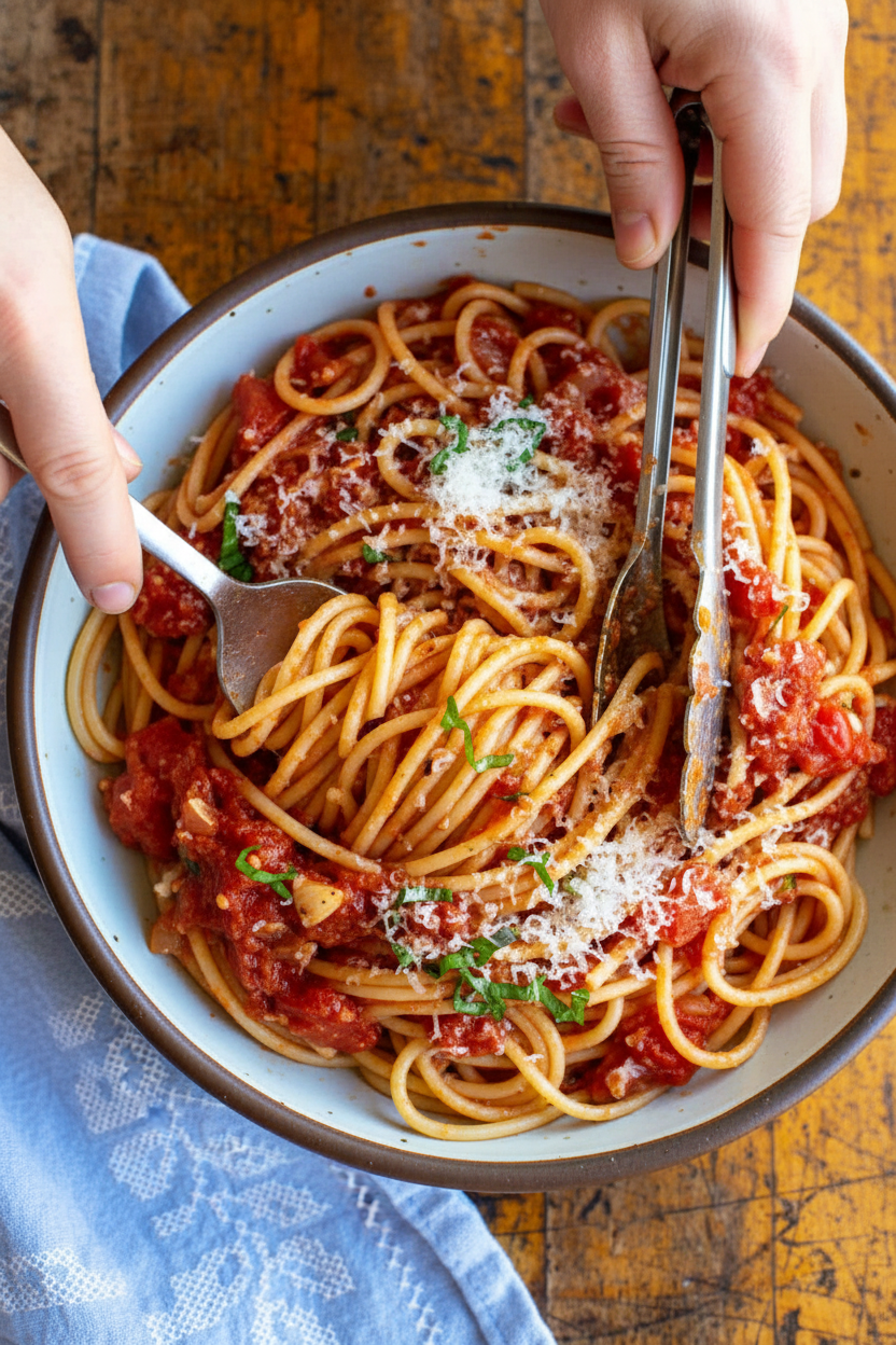 Spaghetti with The Best Marinara Sauce