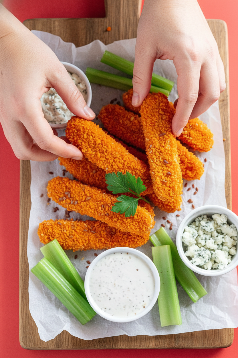 Baked Buffalo Tempeh Tenders