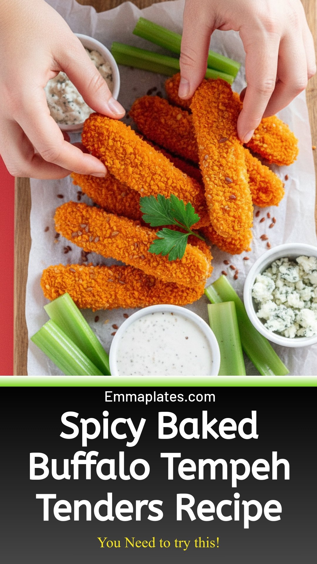 Baked Buffalo Tempeh Tenders