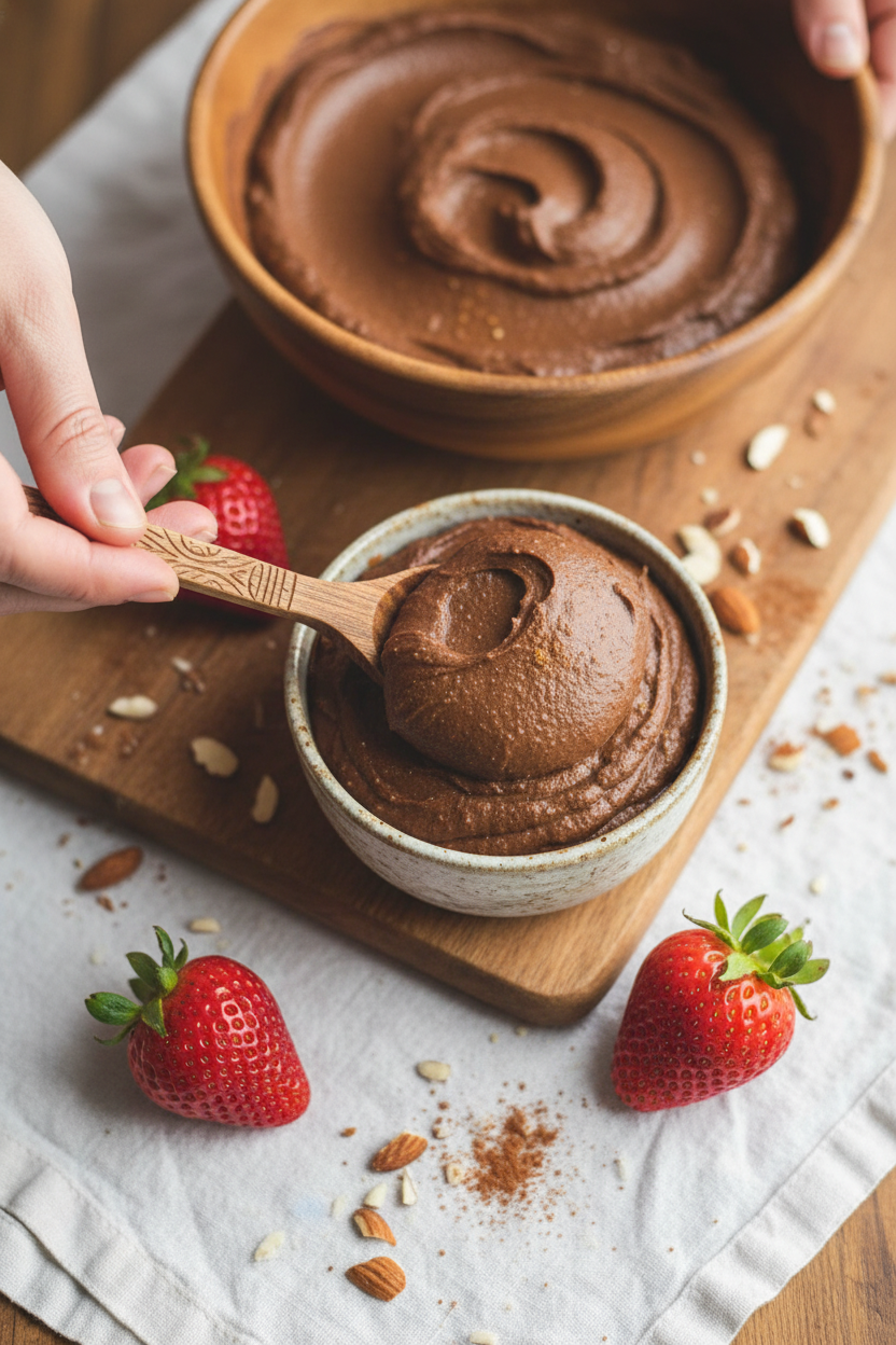Dark Chocolate Dessert Hummus (without Tahini)
