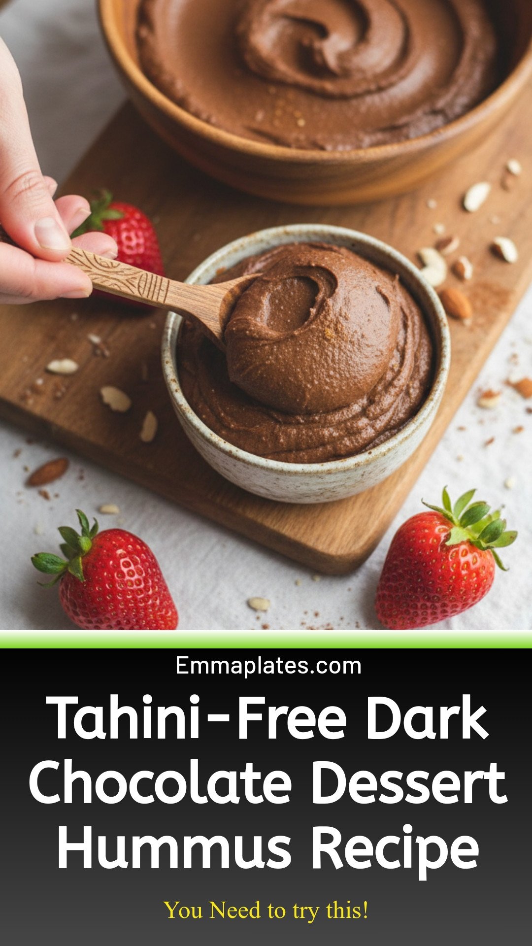 Dark Chocolate Dessert Hummus (without Tahini)