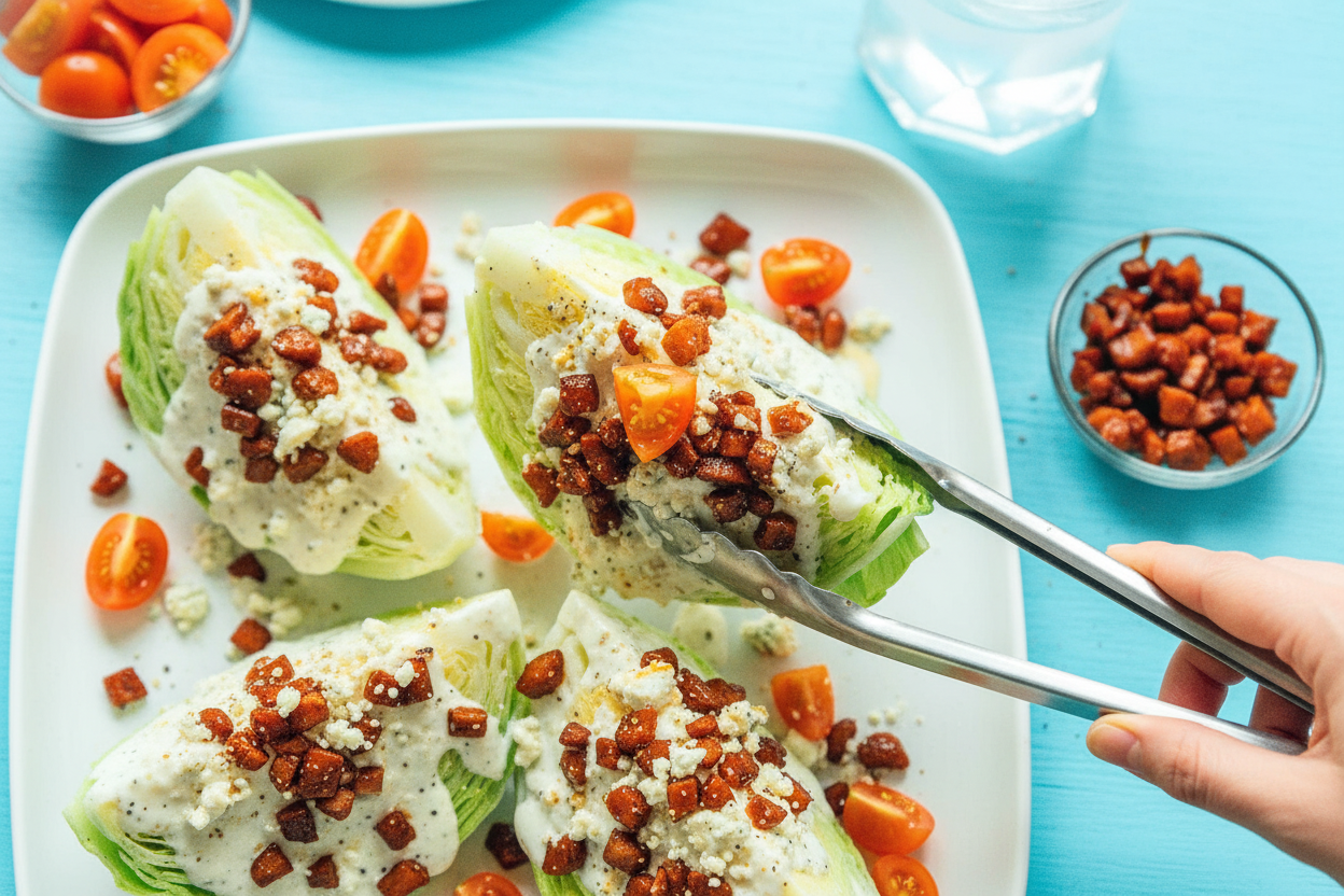 Vegetarian Wedge Salad with Carrot Bacon Bits
