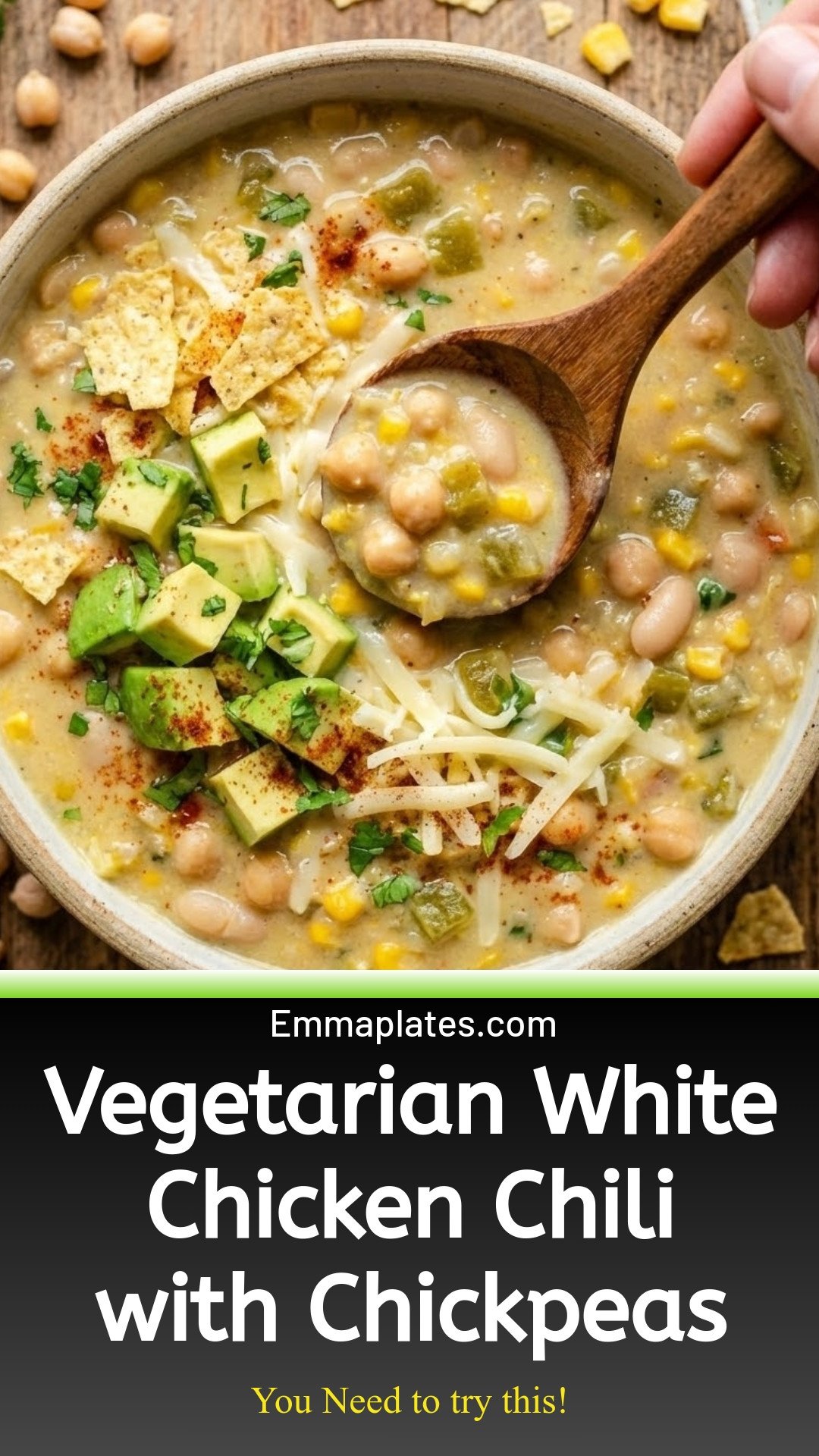 A vegetarian white chicken chili...with chickpeas