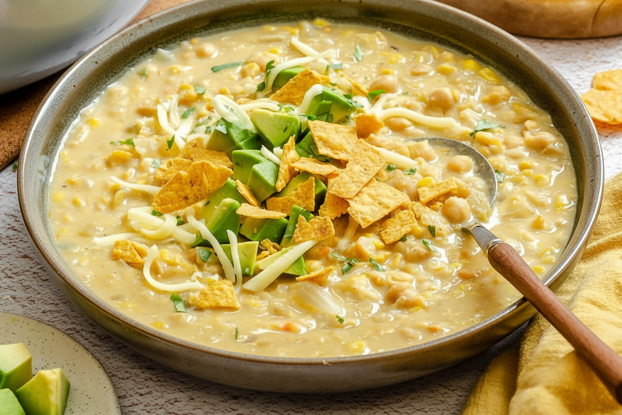 Vegetarian White Chicken Chili with Chickpeas