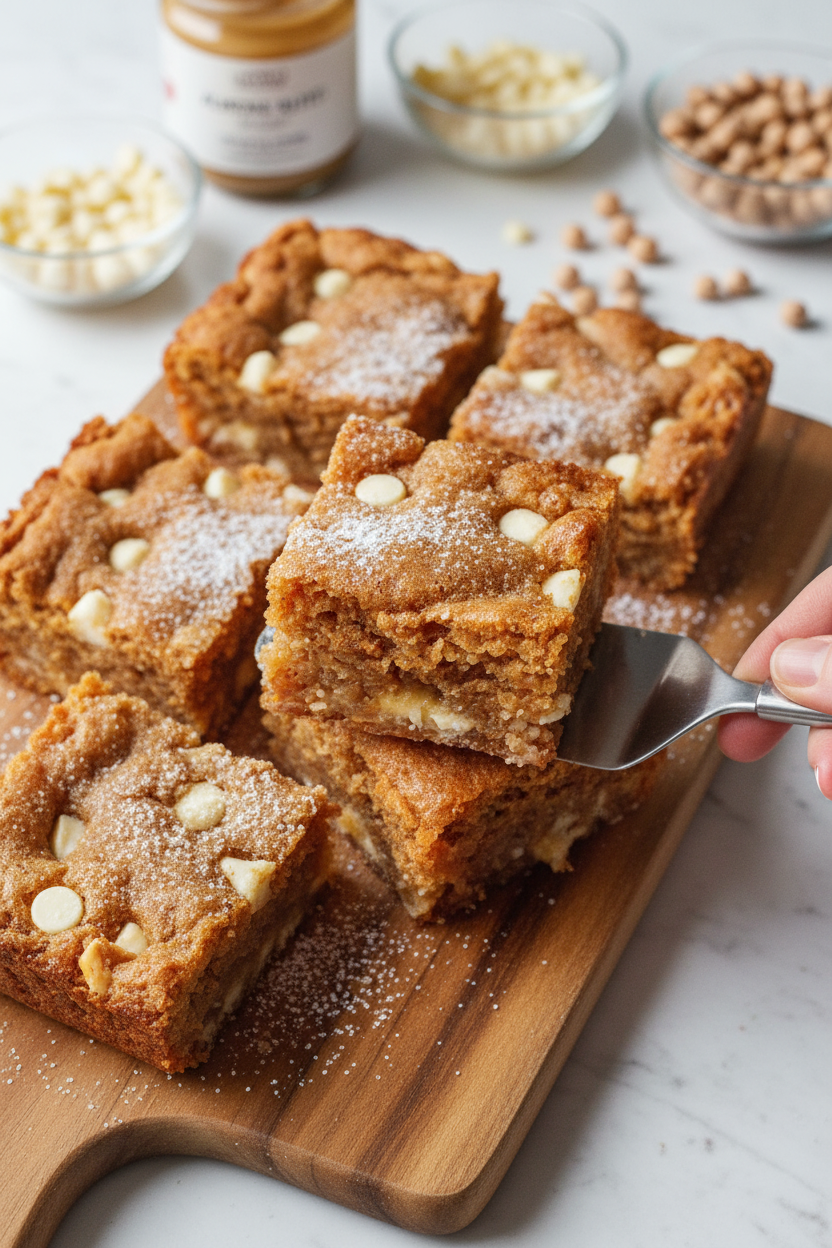 White Chocolate Chickpea Blondies (No Peanut Butter)